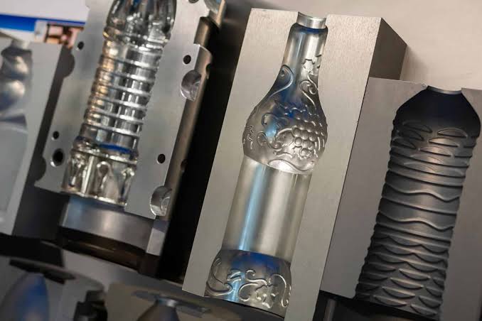Blow mould cavities for industrial plastic bottle production